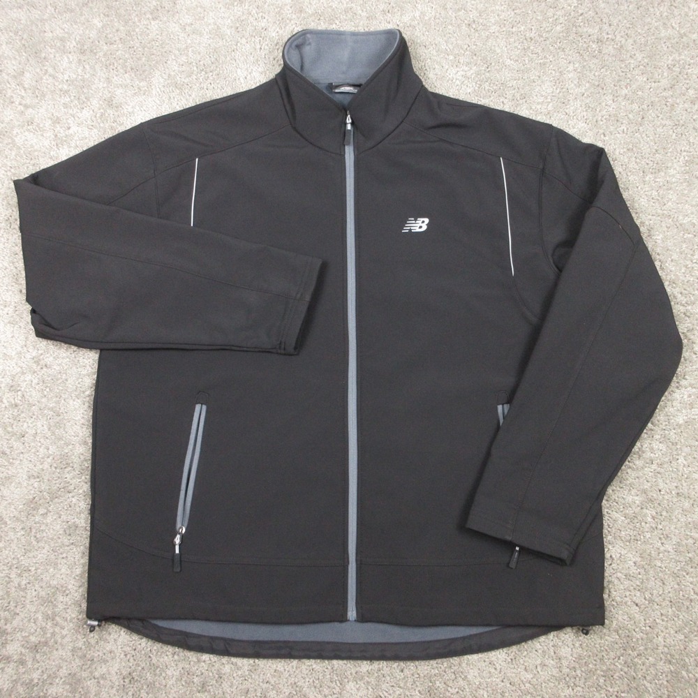 New Balance Jacket Mens 3XLT Black Solid Softshell Fleece Windbreaker Zip Coat